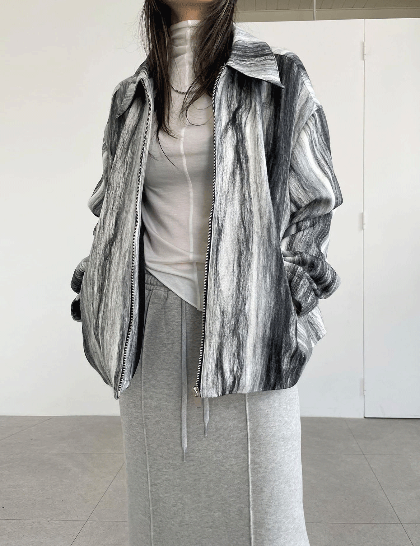 cement felt wool jacket (2color)