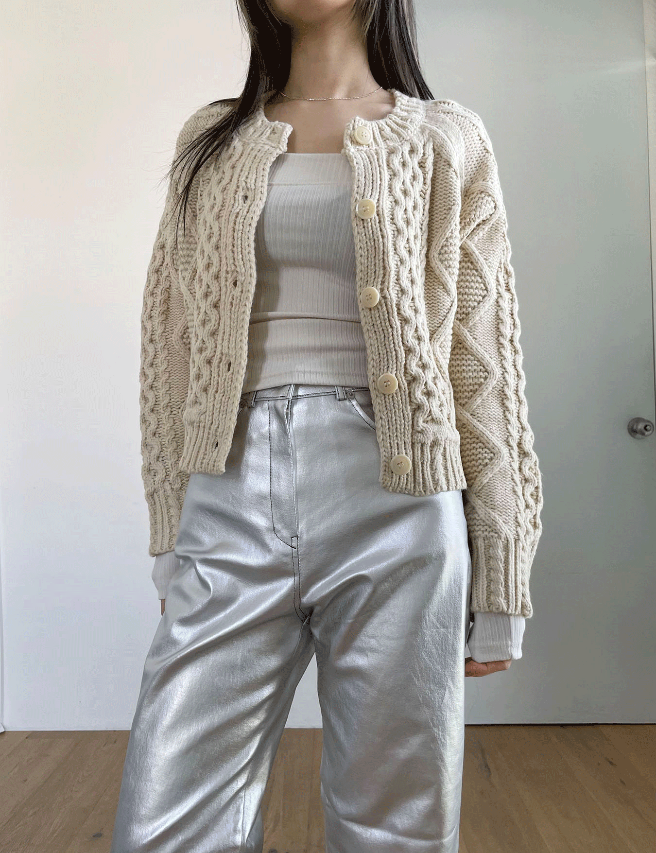 wool twisted cardigan (1color)