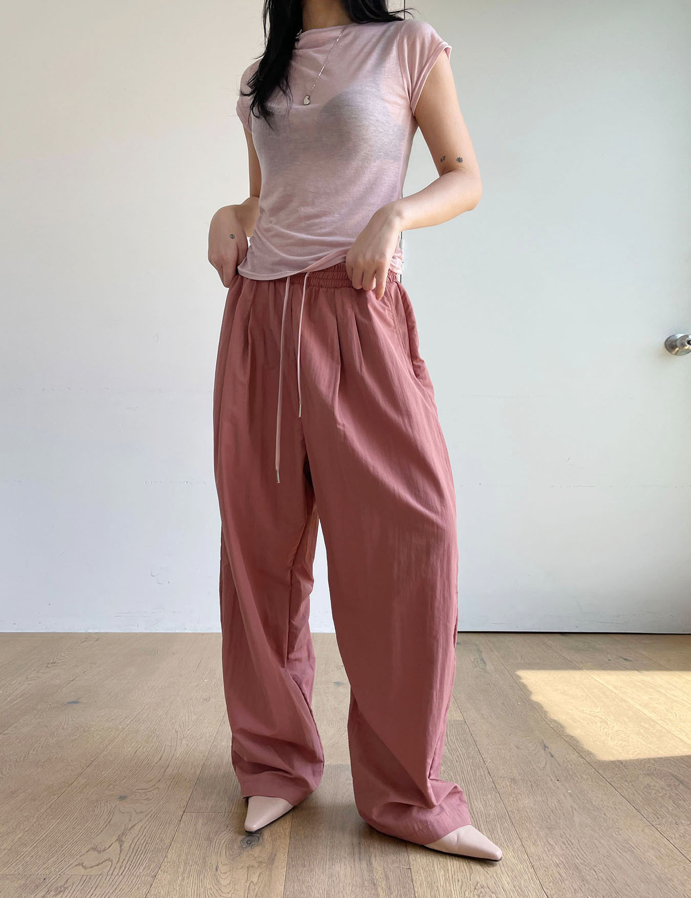 two-tuck nylon pants (3color)