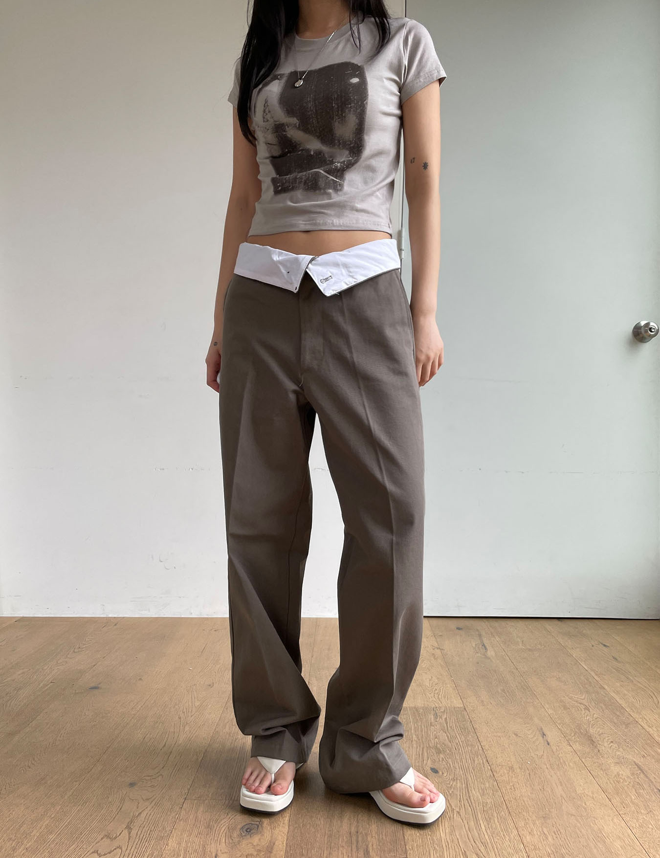 flipped cotton pants (2color)