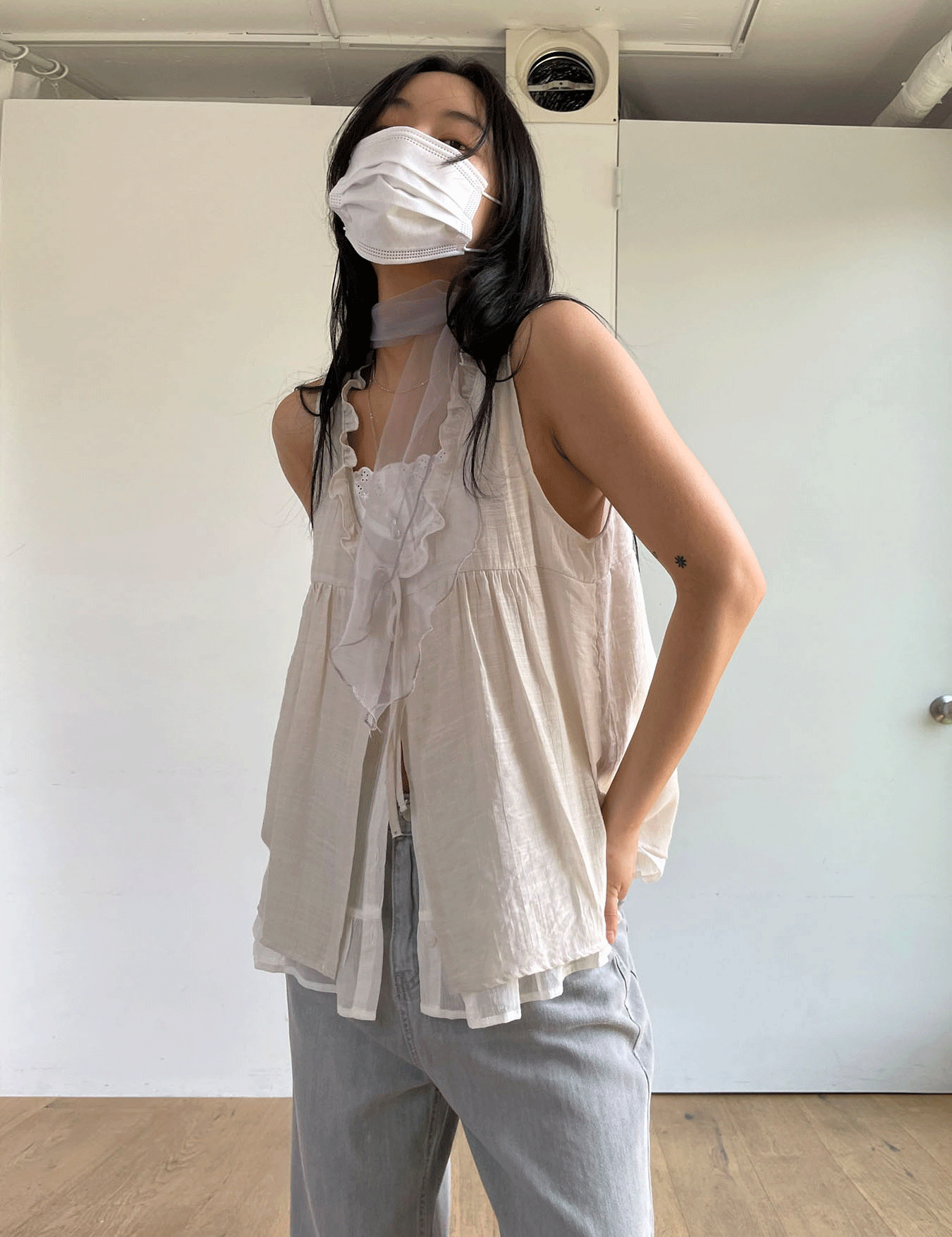 layered frill blouse (2color)