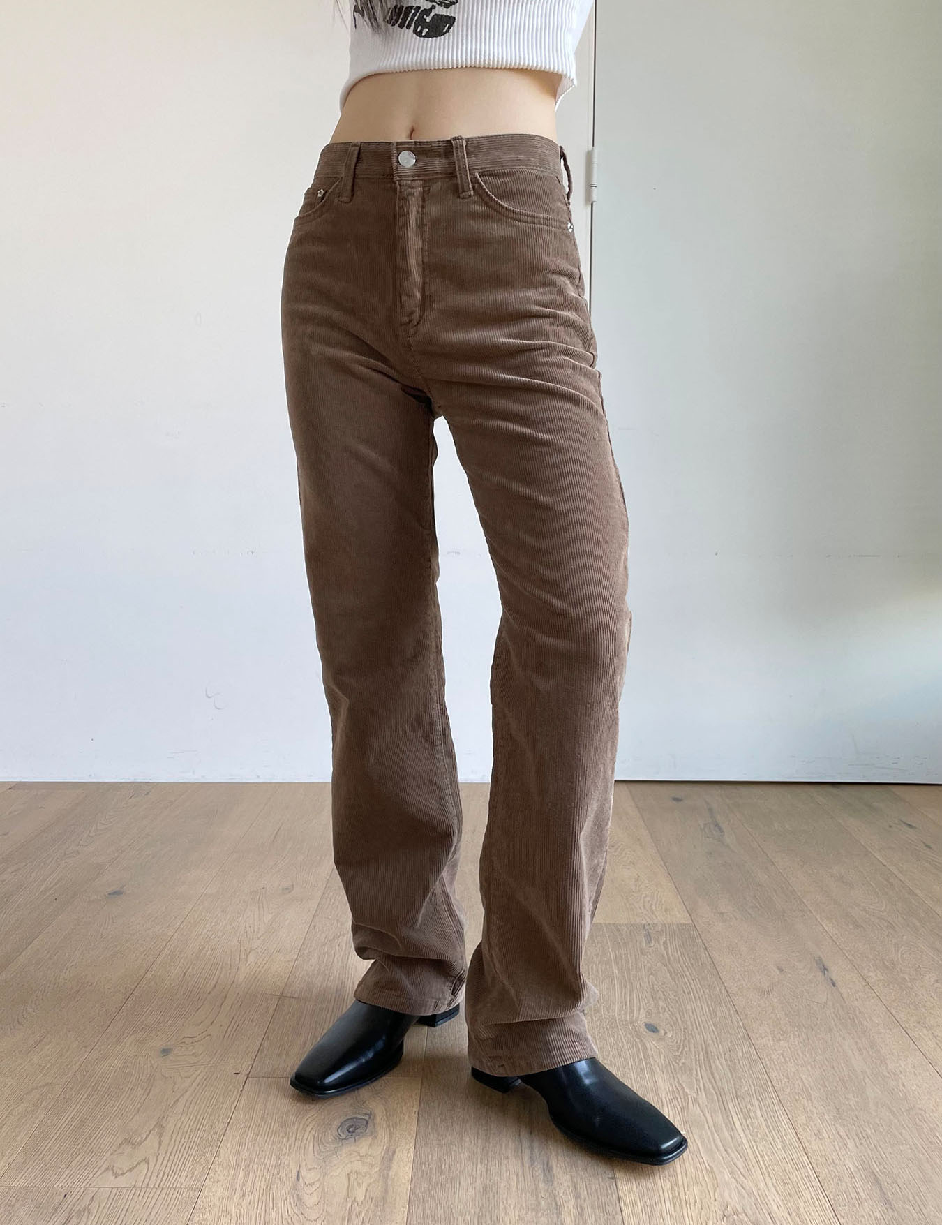 slim corduroy pants (2color)
