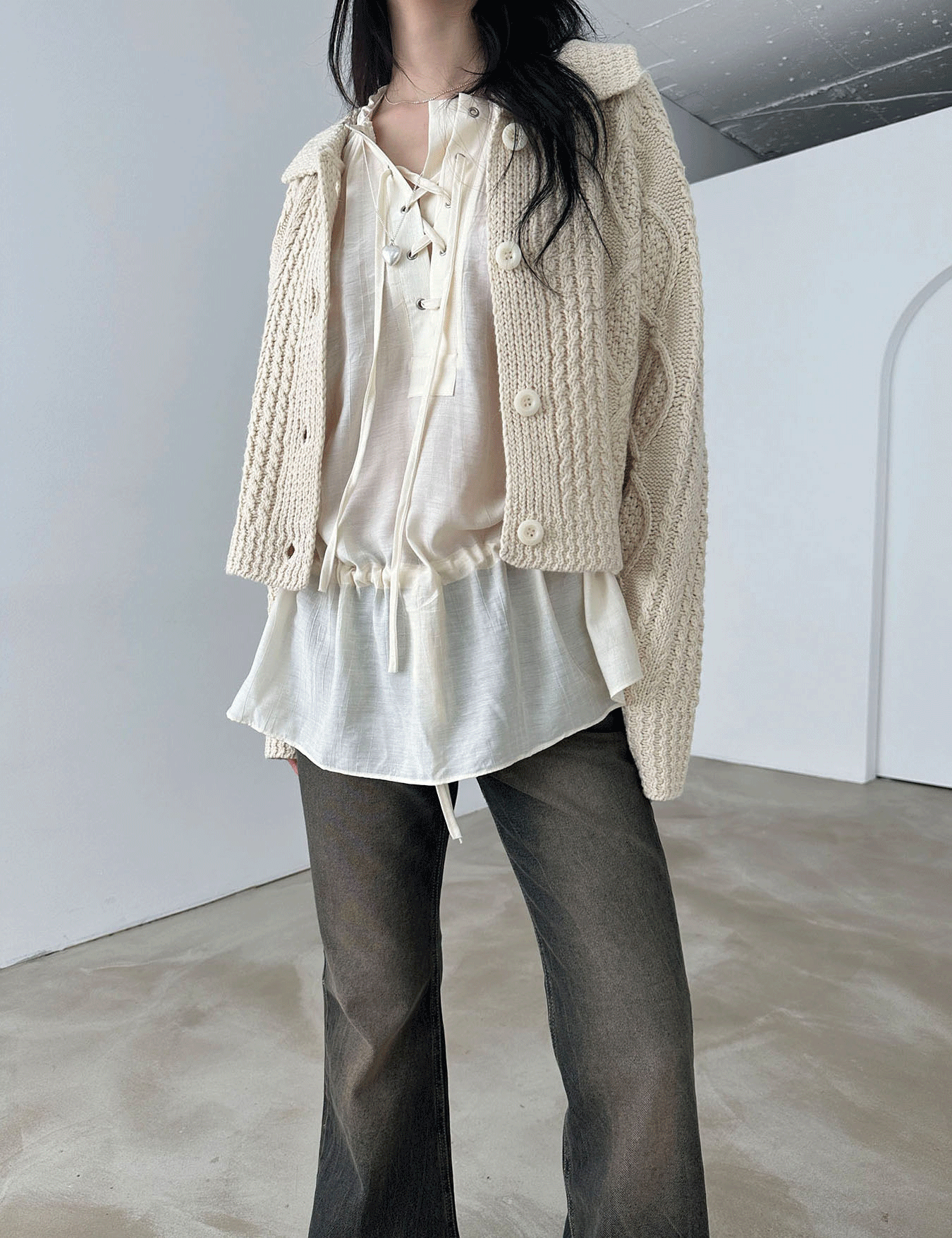 twisted heavy cardigan (3color)
