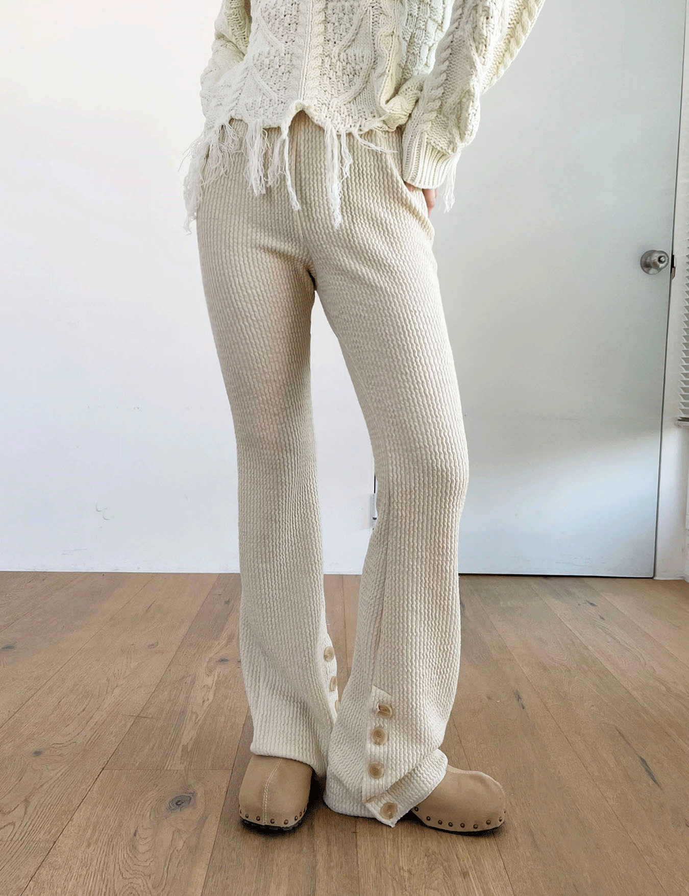 button-up knitting pants (2color)