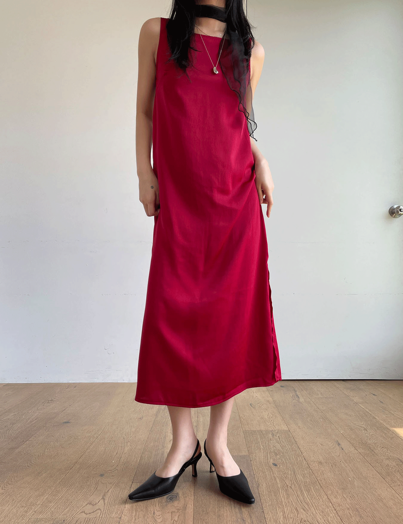 deep satin dress (2color)