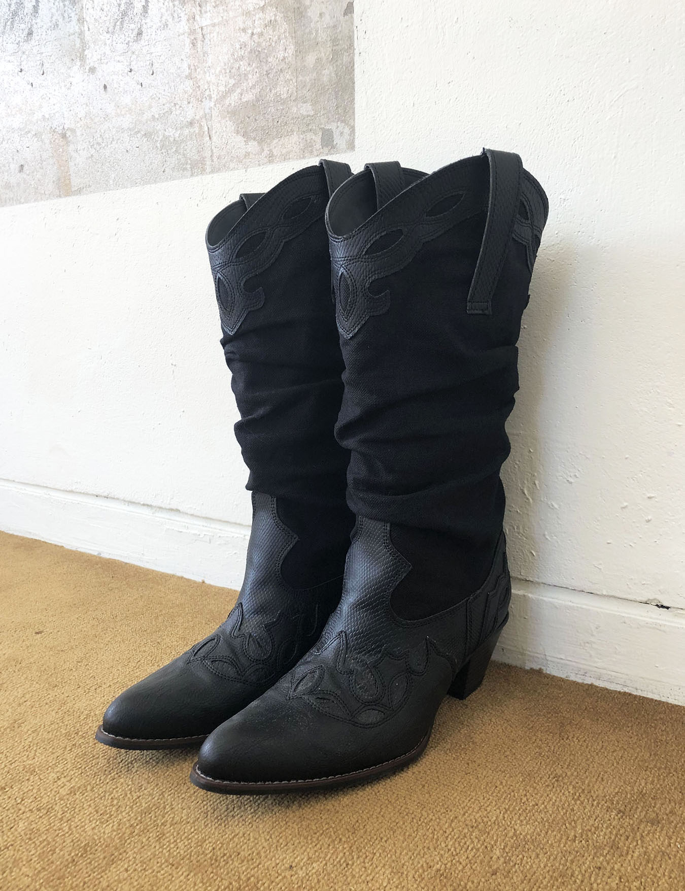 md추천 / linen western boots (black)