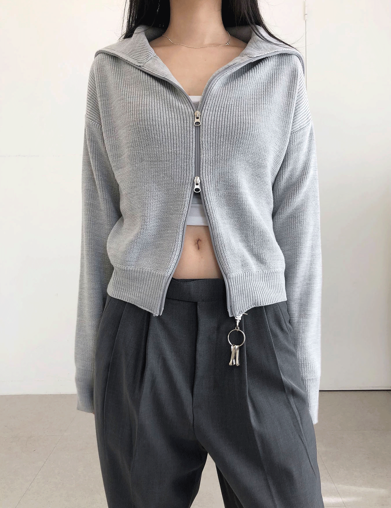 two way knit zip-up (4color)