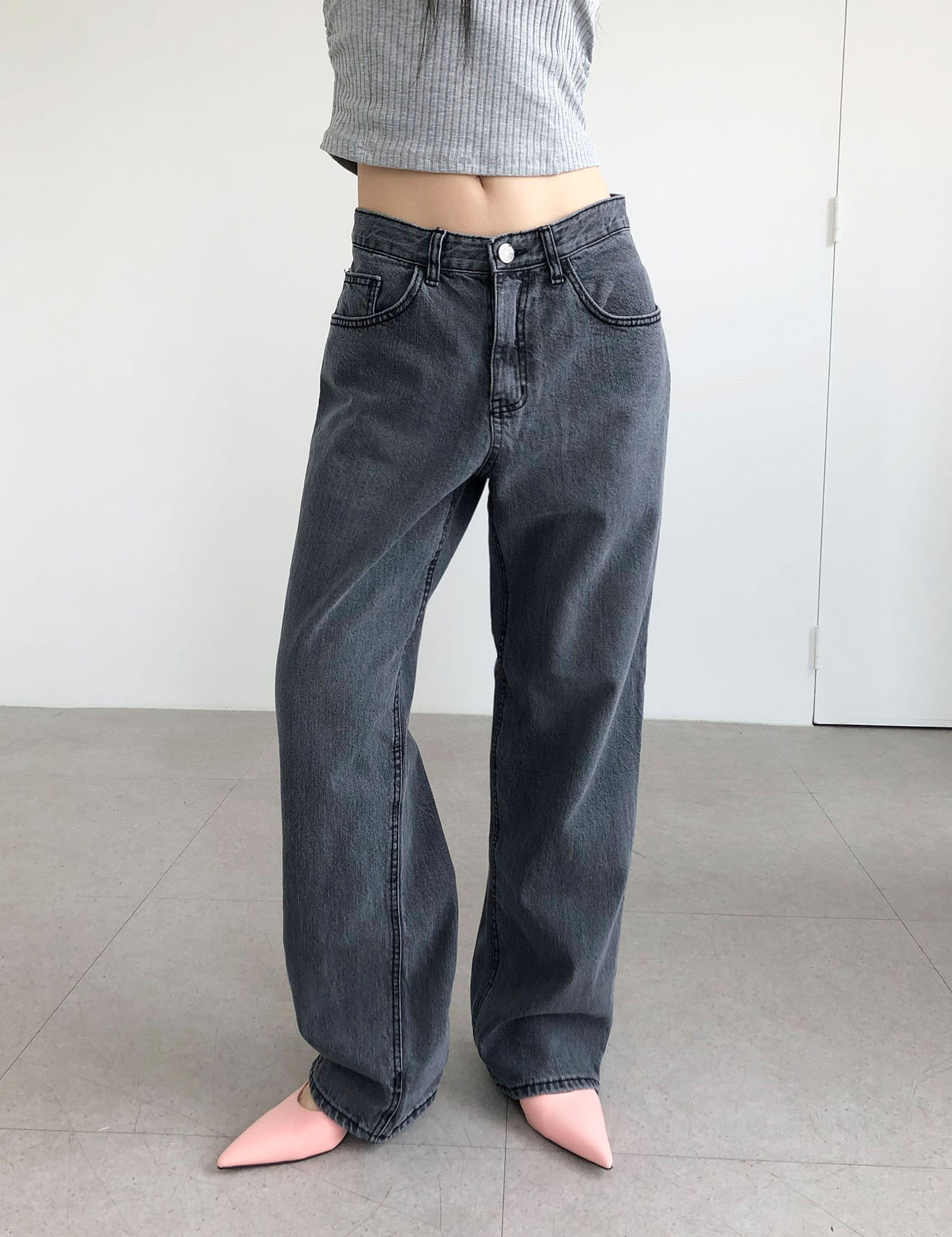 long wide gray jean (1color)