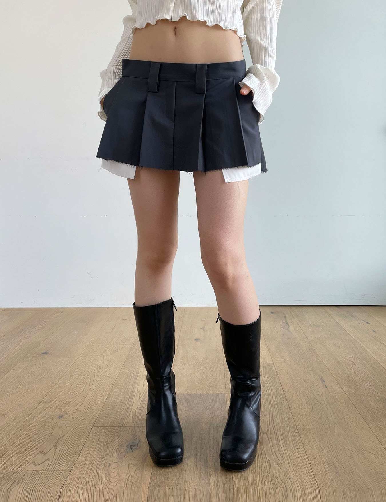 low-rise out pocket skirt (3color)