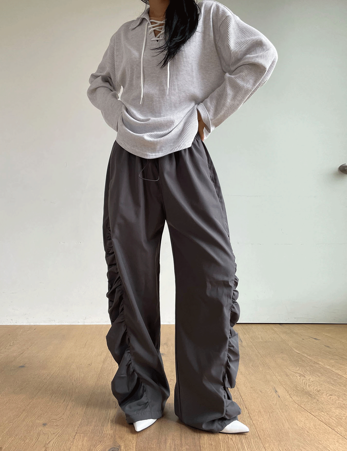 shirring stoper pants (2color)